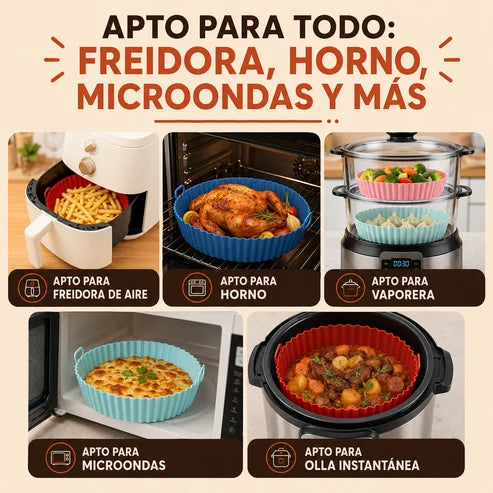 Moldes de Silicona Antiadherentes para Freidora de Aire — Pack x6